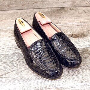 $ 1370 Neiman Marcus GRAVATI Women's 8.5 M Genuine Crocodile Blk * add $15 Trees